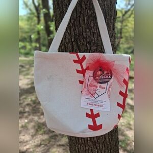 Red and White Baseball Tote Bag